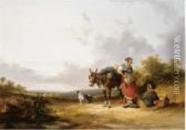 Peasants Resting On The Wayside Oil Painting - Snr William Shayer