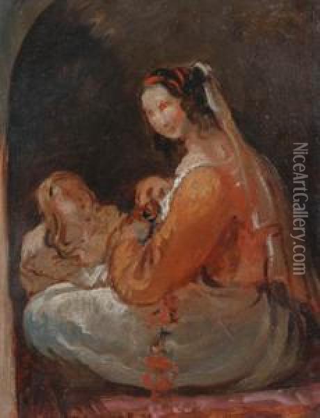 Motherhood Oil Painting - Josef Navratil
