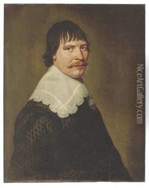 Portrait Of A Man With A Lace Collar Oil Painting - Jacob Frans van der Merck