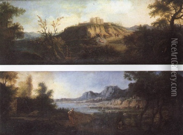 Paysage Au Lac Oil Painting - Pierre Salomon Domenchin de Chavanne