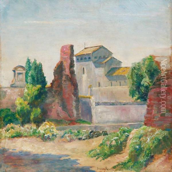 View Of San Buonaventurai Monastery, Rome Oil Painting - Johan Gudmann Rohde