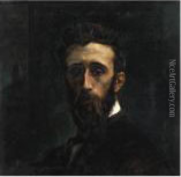 Self-portrait Of The Artist Oil Painting - Emile Motte