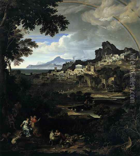 Heroic Landscape with Rainbow 1815 Oil Painting - Joseph Anton Koch