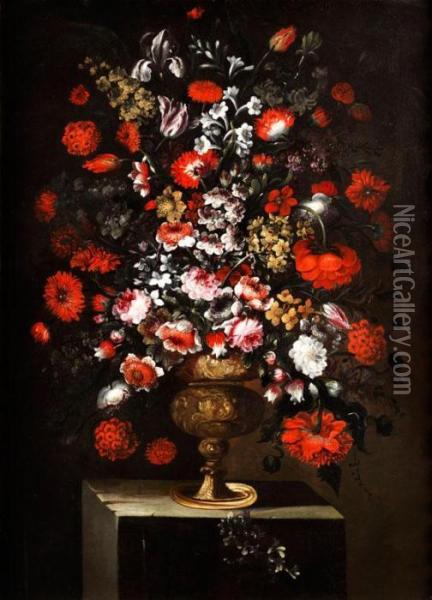 Blumenstrauss In Vase Oil Painting - Andrea Scaccati