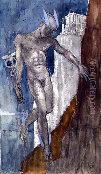 Hermes Descending Oil Painting - Glyn Warren Philpot