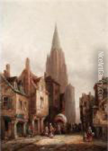 Continental Cathedral Cities Oil Painting - Henry Thomas Schafer