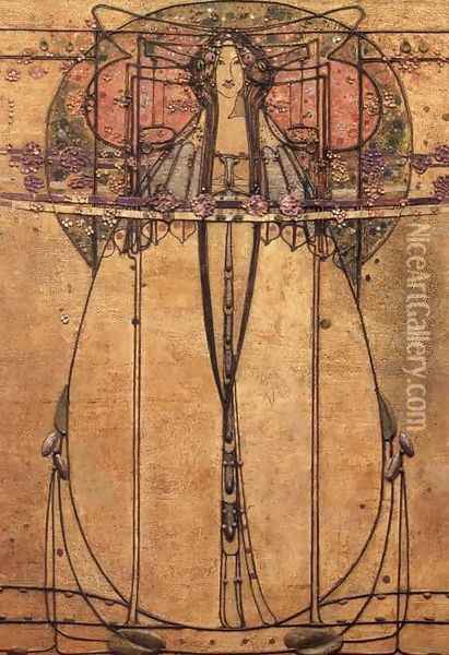 The May Queen (detail) Oil Painting - Margaret Macdonald
