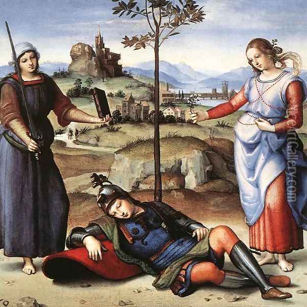 Allegory (The Knight's Dream) 2 Oil Painting - Raffaelo Sanzio