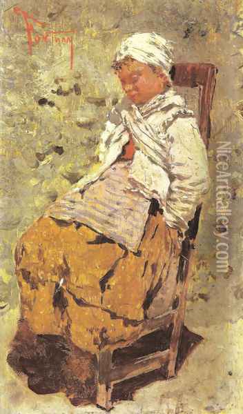 Seated woman Oil Painting - Mariano Jose Maria Bernardo Fortuny y Carbo