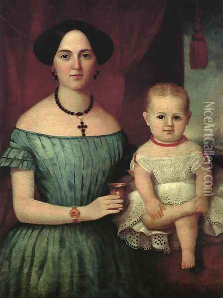 Mrs. Weldon Wright and Her Daughter Oil Painting - John Henry Byrd