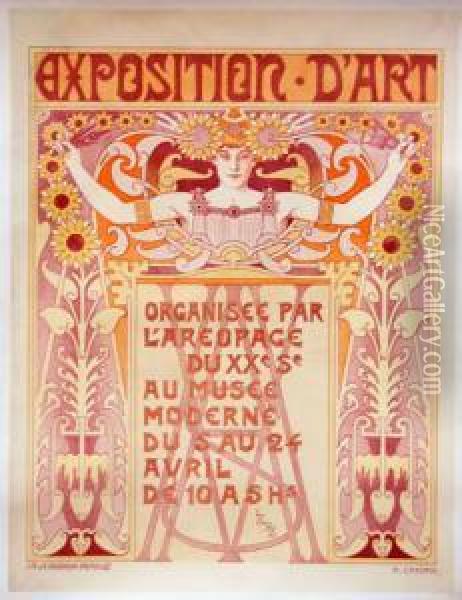 <exposition D'art/ Organisee Par/ L'areopage/du Xxe Se/ Au Musee/ Moderne (...)>, 1898. 
Affiche Oil Painting - Adolphe Crespin