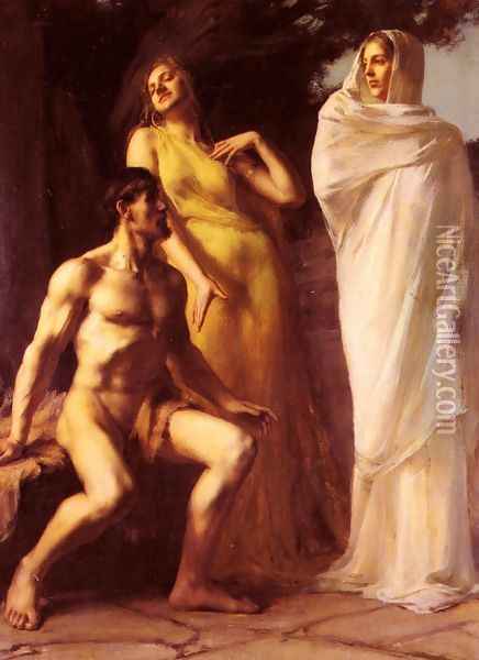 Hercules Between Virtue And Vice Oil Painting - Emmanuel Benner