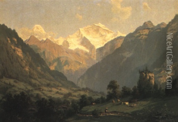 Das Lauterbrunnental Oil Painting - Karl Christian Wymann Mory