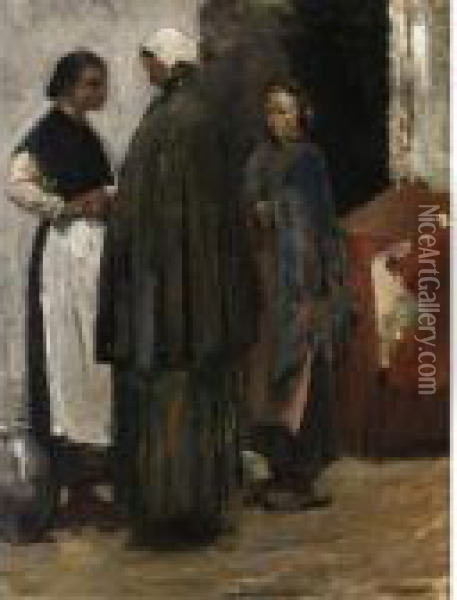 Three Women Chatting Oil Painting - George Hendrik Breitner
