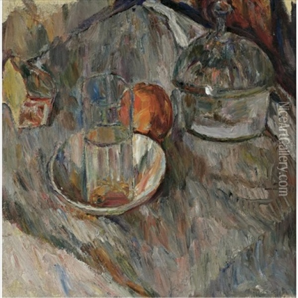 Still-life With Glass Oil Painting - Abraham Manievich