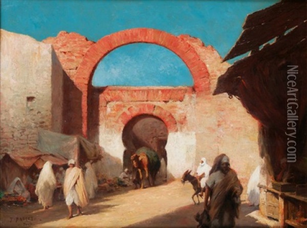 Souk A Tunis Oil Painting - Jean-Celestin-Tancrede Bastet