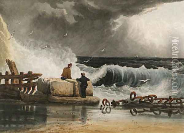 Figures watching a passing storm Oil Painting - Samuel Prout