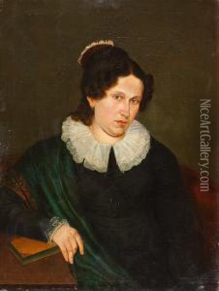Junge Frau In Schwarzem Kleid Oil Painting - Friedrich Rudolf Wasmann