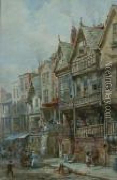 Bishop Lloyd's House, Watergate Street, Chester Oil Painting - Louise Rayner