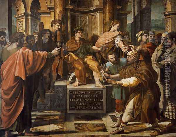 St Paul before the Proconsul Oil Painting - Raffaelo Sanzio