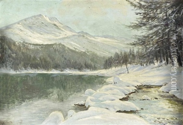 Winterlandschaft Bei St. Moritz Oil Painting - Walter Moras