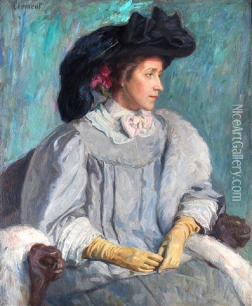 Portrait Of The Artist's Wife Oil Painting - Gad Frederik Clement