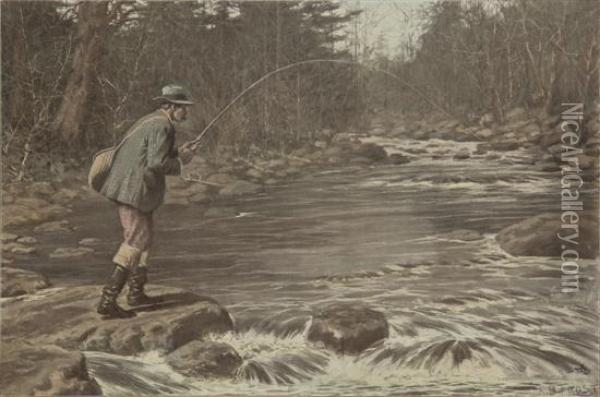 Fishing Oil Painting - Arthur Burdett (Sr.) Frost