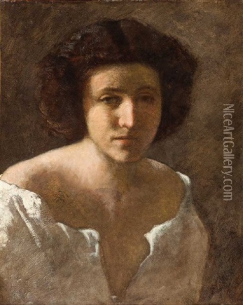 Portraitbuste Einer Jungen Frau Oil Painting - Anselm Friedrich Feuerbach