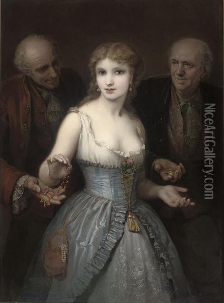 A Popular Courtesan Oil Painting - Stephane Baron