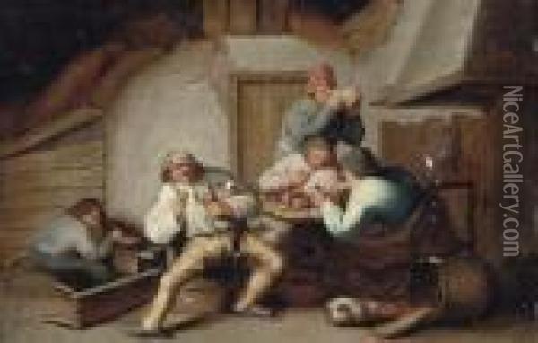 Peasants Drinking At A Table Oil Painting - Anthonie Victorijns
