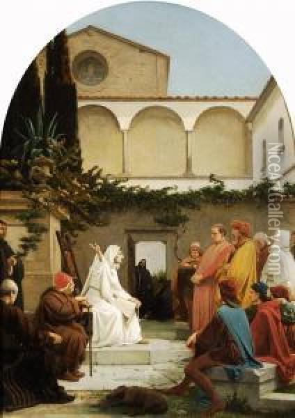Predica All'interno Di Un Chiostro Oil Painting - Egisto Sarri