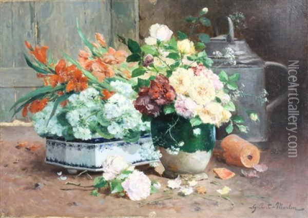 Composition De Fleurs Oil Painting - Charles Gilbert-Martin