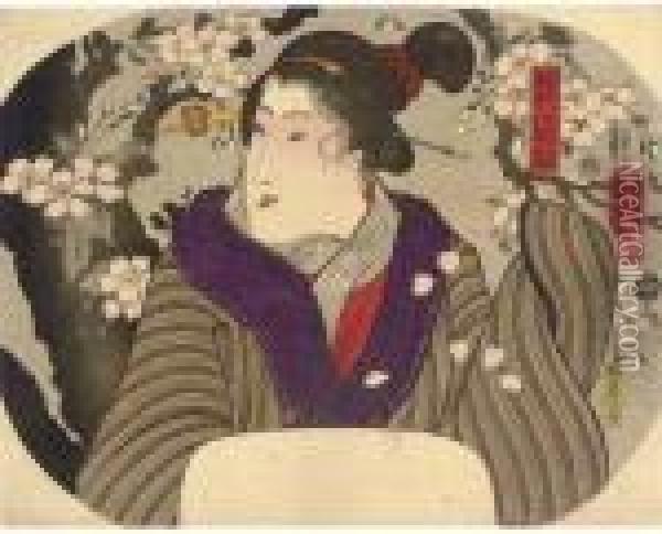 Eight Flowers Of The Garden Oil Painting - Utagawa Kuniyoshi
