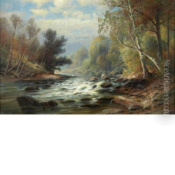 Mountain Stream Oil Painting - Carl Weber