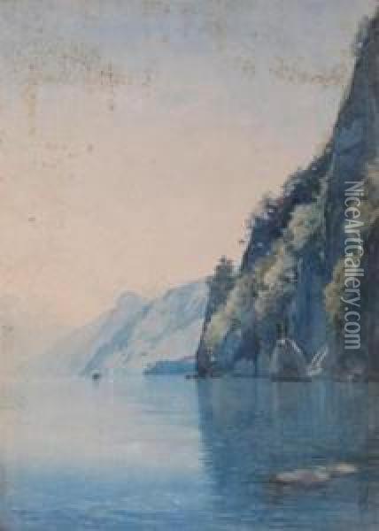 Lago Como, Lake Decco Point Oil Painting - Pownoll Toker Williams
