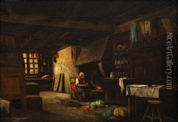 La Cuisiniere Oil Painting - Ferdinand de Braekeleer the Younger