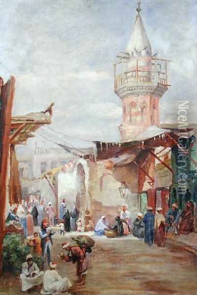 Market, Jerusalem Oil Painting - Margaret Thomas