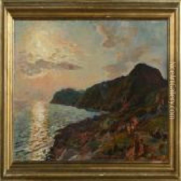 Solglans I Havet Oil Painting - Viggo Christian Frederick Pedersen