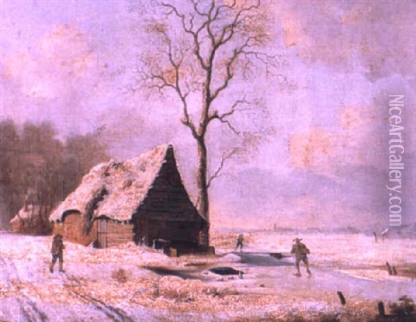 Winter Scene Oil Painting - Lodewijk Johannes Kleijn