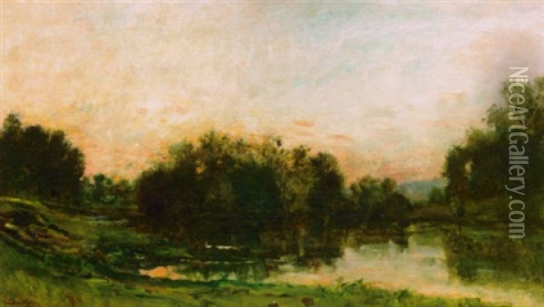 Au Bord De L'oise Oil Painting - Charles Francois Daubigny