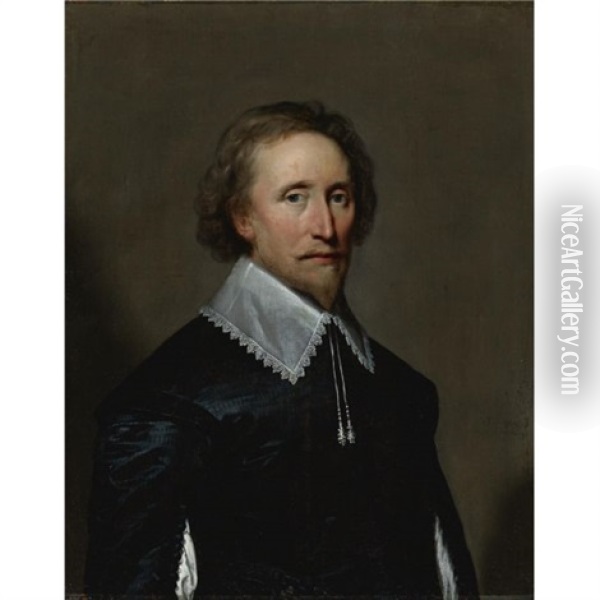 Portrait Of A Man, Said To Be Philip Herbert, Earl Of Montgomery, And Fourth Earl Of Pembroke Oil Painting - Cornelis Jonson Van Ceulen