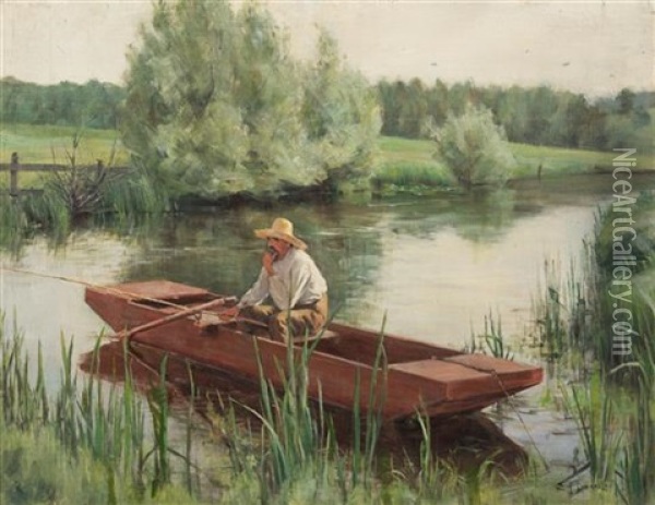 The Thoughtful Fisherman Oil Painting - Edward James Dressler