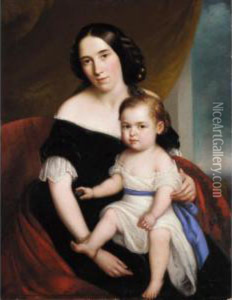 Portrait Of Mrs John Orred With Her Eldest Child Stanley Oil Painting - Sir John Watson Gordon