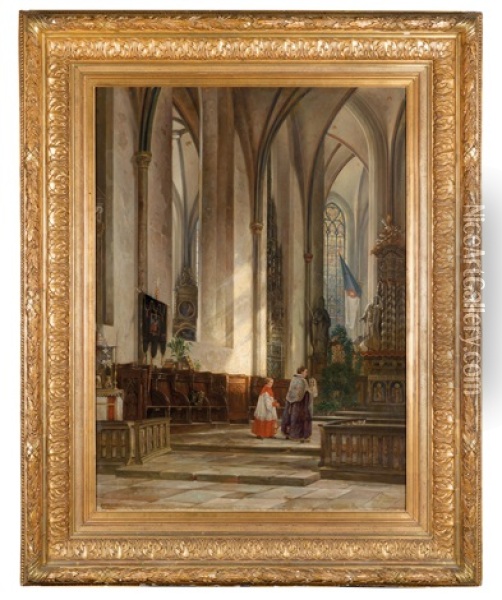 Blick In Den Chorstuhl Der Lambertuskirche In Dusseldorf Oil Painting - Franz Stegmann