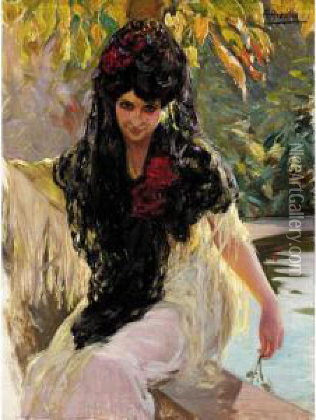 A Spanish Beauty Oil Painting - Pierra Ribera