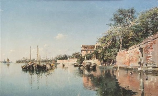 Venice Waterway Oil Painting - Federico del Campo