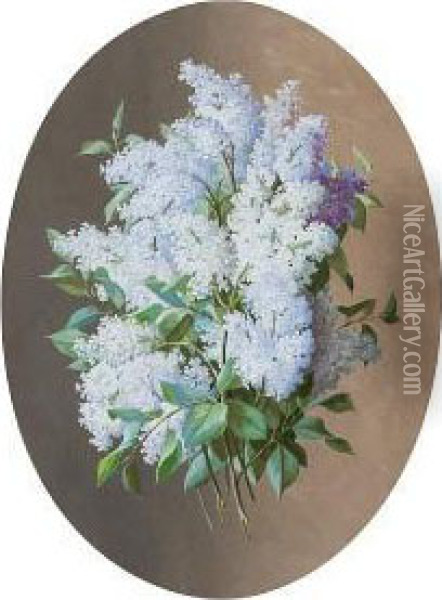 Lilacs, Wildflowers Oil Painting - Raoul Maucherat de Longpre
