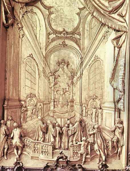 St Benedict Chanting Psalms (detail of the organ) Oil Painting - Johann Josef Christian