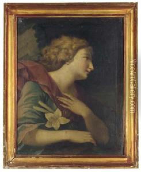The Angel Of The Annunciation Oil Painting - Elisabetta Sirani