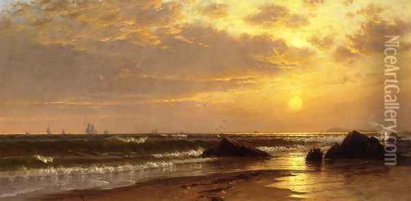 Seascape with Sunset Oil Painting - Alfred Thompson Bricher